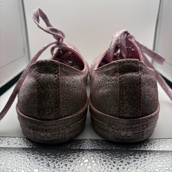Converse Chuck Taylors All Over Metallic Pink Glitter Low-Top Lace Up Sneakers - Picture 7 of 9
